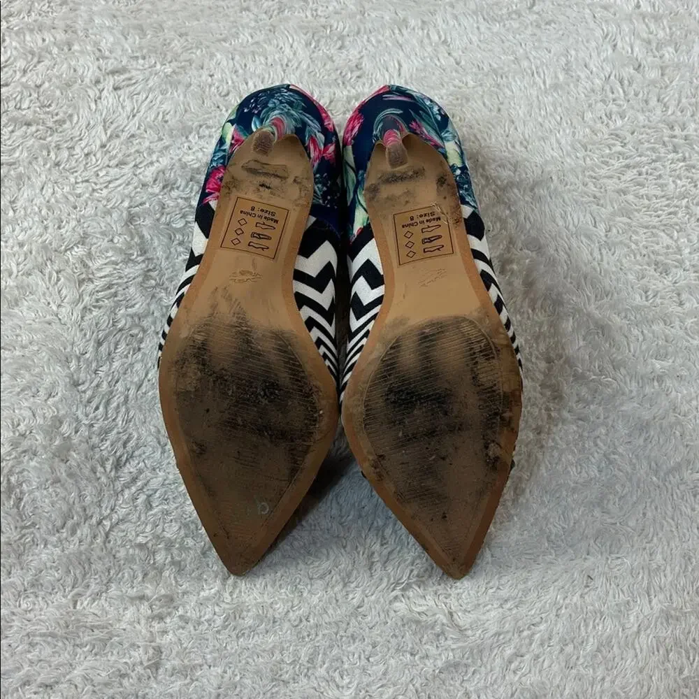 Shoe Republic LA floral zig zag glitter stiletto heels, size 8‎
